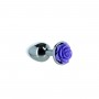 Металева Пробка Lux Active з трояндою - Rose Anal Plug - Purple, віброкуля в подарунок