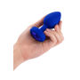Анальна пробка з каменем та з вібрацією B-Vibe Vibrating Jewel Plug синя L/XL