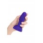 Анальна пробка з вібрацією і кульками, що обертаються B-Vibe Rimming Petite, з пультом, Фіолетова