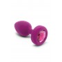 Анальна пробка з вібрацією та каменем B-Vibe Vibrating Jewel Plug, рожева, S/M
