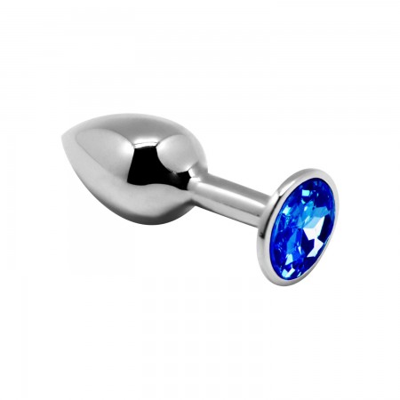 Металева Пробка з кристалом Alive Mini Metal Butt Plug Blue M