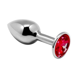 Металева Пробка з кристалом Alive Mini Metal Butt Plug Red L