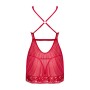 Прозрачная рубашка беби-долл Obsessive Lacelove babydoll & thong красная XS/S