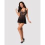 Еротичний мереживний комплект із сіточкою Obsessive 838-BAB-1 babydoll & thong black XXL