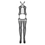 Бодистокинг Obsessive Bodystocking G313 шнуровка, геометрический декор black S/M/L