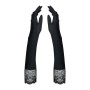 Високі рукавички з каменями та мереживом Obsessive Miamor gloves, чорні One size