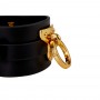 Бондажний пояс з італійської шкіри UPKO із золотистою фурнітурою, чорний, розмір S/M