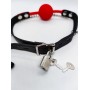 Із затискачами на соски DS Fetish Locking gag with nipple clamps black/red