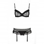 Сексуальний комплект з поясом для панчіх Passion LOVELIA SET black S/M