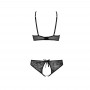 Комплект: бра, трусики з ажурним декором та відкритим кроком Passion Ursula Set black L/XL