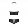 Комплект из эко-кожи Passion Nancy Bikini 4XL/5XL black, бра и трусики с имитацией шнуровки