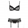 Сексуальний комплект з поясом для панчіх Passion LOVELIA SET black XXL/XXXL