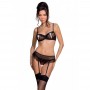 Сексуальний комплект з поясом для панчіх Passion LOVELIA SET black XXL/XXXL