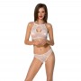 Комплект: бра, трусики з ажурним декором та відкритим кроком Passion Ursula Set white XXL/XXXL