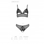 Комплект: браслет с ажурным лифом и открытыми трусиками Passion Christa Set with Open Bra black XXL/XXXL