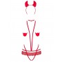 Еротичний костюм чортика зі стреп Obsessive Evilia teddy червоний L/XL