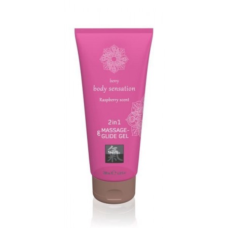 Лубрикант та масажне масло Hot 2 в 1 Massage-& Glide gel 2in1 Raspberry scent,200 мл