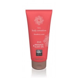 Лубрикант та масажне масло Hot 2 в 1 Massage-& Glide gel 2in1 Strawberry scent, 200 мл