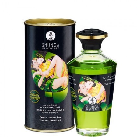 Органическое cогревающее масло Shunga Aphrodisiac Warming Oil Exotic green tea 100 мл