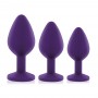 Набор анальных пробок с кристаллом Rianne S: Booty Plug Set Фиолетовый, диаметр 2,7см, 3,5см, 4,1см