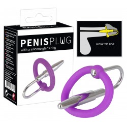 Ерекційне кільце You2Toys Penis Plug+Silicone Glans Ring Dilator Фіолетове