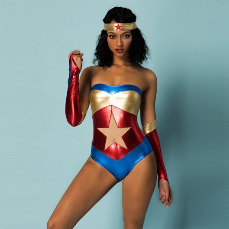 Еротичний рольовий костюм JSY Wonder Woman Червоний/Блакитний S/M