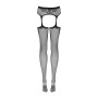 Сетчатые чулки-стокинги с узором на ягодицах Obsessive Garter stockings S232 черные S/M/L