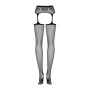 Сетчатые чулки-стокинги с кружевным поясом Obsessive Garter stockings S307 черные S/M/L