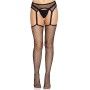 Панчохи-сітка Leg Avenue Net stockings with garter belt пояс, підв’язки Black One size