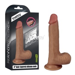 Фаллоимитатор с мошонкой LoveToy DualLoveToylayered Silicone Dildo Телесный 20.3 см