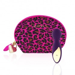Мини вибромассажер Rianne S: Lovely Leopard Фиолетовый, 10 режимов работы, косметичка-чехол